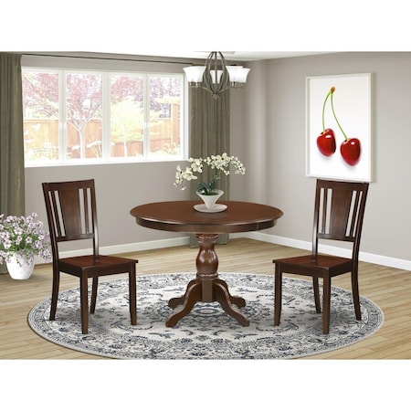 East West Furniture 3 Piece Hartland Dinette Set - Mahogany HBDU3-MAH-W